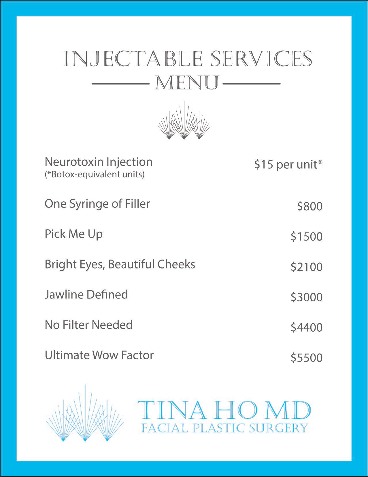 Injectable Services Menu